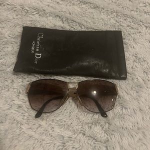 Christian Dior Sunglasses Model 2761 49 Optyl Gold Black Angled Lady 80s NOS